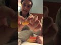 trying peelable gummy mangos with my mom i don’t really like them trending candy mango