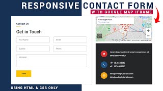 RESPONSIVE CONTACT FORM WITH GOOGLE MAP IFRAME USING HTML AND CSS ONLY | CONTACT FORM WITH IFRAME