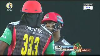 HERO CPL T20 2017 - st kitts and nevis patriots match 20 Gayle & Lewis partnership 2017