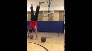 Basketball Trickshot while Doing a Handstand