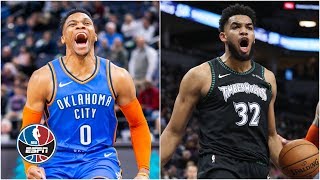 Karl-Anthony Towns’ 41 powers Timberwolves to win over Russell Westbrook, Thunder | NBA Highlights