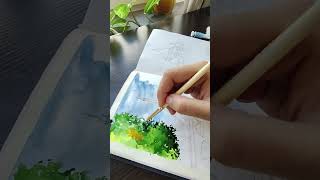 Watch me paint on my travel sketchbook: part 1#artprocess #painting #artjournal #artreel #sketchbook