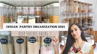 INDIAN Pantry Organization Ideas 2021 | Deep Shelves Hacks!