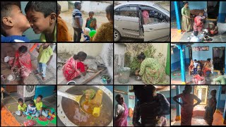 #Vlog పల్లెటూరిలో దావత్ ఇట్లా ఉంటది//Full Day Vlog//family time//village Style మటన్,చికెన్,బగార rice