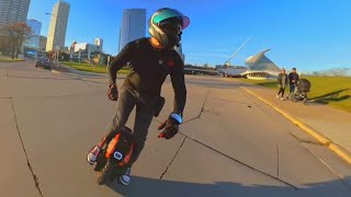 Electric Unicycle Connection 🎶 | Inmotion V14 Adventure | Milwaukee Lake Front | Exercise in motion.