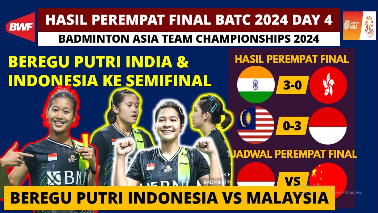 Hasil Badminton Asia Team Championship 2024 Hari Ini: Beregu Putri ...