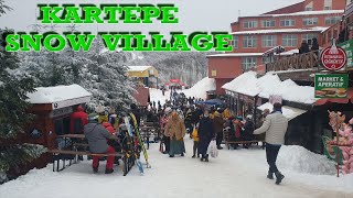 Coffee shops, ski and snowfall at Kartepe Slopes in Turkey