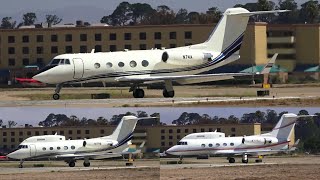 Loud!! 3x Gulfstream II-B's taxi and takeoff from SMX (No Stage III Hush kits!!!)