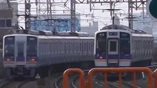 南海本線住吉大社駅　1000系普通和歌山市行き発車と8000系普通なんば行き到着