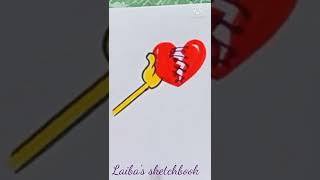 #Shorts| Hand with a heart| Cute cartoon drawing| easy step by step tutorial| Laiba's sketchbook