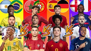 Argentina Brazil VS Morocco Portugal VS Spain Germany VS France England 😮🔥 ULTİMATE Comparison