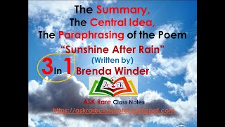 “Sunshine After Rain” Poem by Brenda Winder #paraphrasing #summary #centralidea #englishpoetry