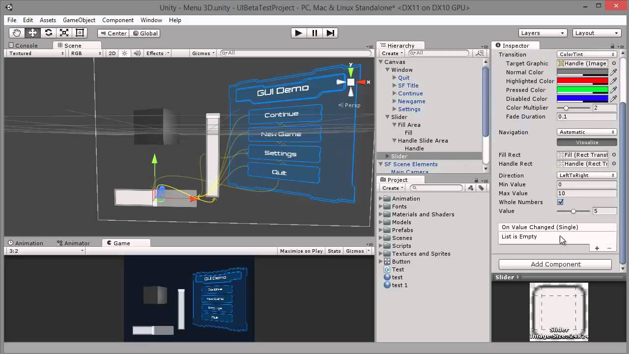 Unity 3d ui. Слайдер Юнити. Меню unity3d. Элементы управления Unity. UI В Юнити это.