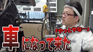 大事故から３日目にして元の形になって来た■大事故フリード修理part㉕