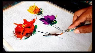 Abstract painting / Abstract flowers / Very Easy for Begginers /Acrylics & Palette Knife / Demo