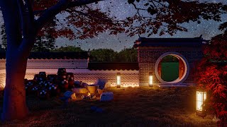 Night Autumn Ambiance | Nighttime Backyard | Cricket & Bonfire Sounds for Sleep