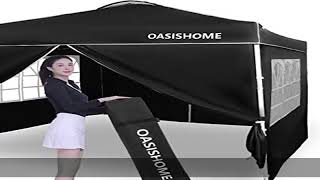 OASISHOME Pop-up Gazebo Instant Portable Canopy Tent 10'x10', with 4 Sidewalls, Windows, Wheeled Ba