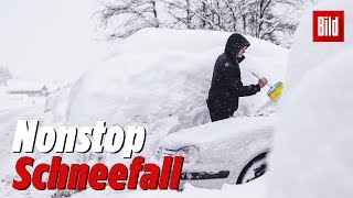 Fahrzeuge stecken metertief im Schnee | Schneefräsen in Obertauern