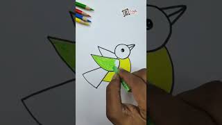 Easy bird drawing with colour#shorts