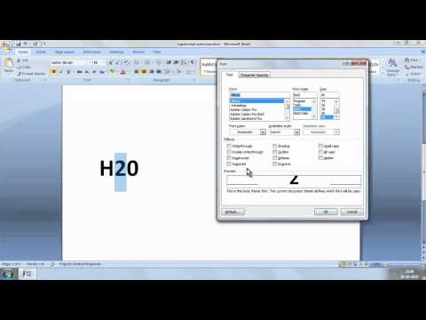 Superscript Subscript MS Word 2007 Superscript Subscript MS Word 2007