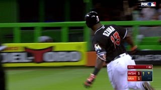 WSH@MIA: Ozuna triples for his third hit of the night