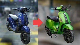 Công Đoạn Hoàn Thành Sơn Xe Vespa Đổi Màu !!!