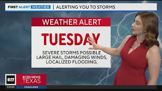 Severe storm chances return to North Texas Tuesday