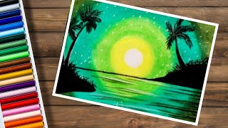 OIL PASTEL DRAWING | OIL PASTEL NATURE DRAWING  | OIL PASTEL DRAWING STEP BY STEP FOR BEGINNERS EASY