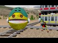 【踏切アニメ】あぶない電車 スマートトレイン train vs ms pacman【カンカン】fumikiri 3d railroad crossing animation train 123