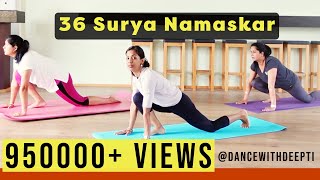 Suryanamaskar Yoga for Beginners - Burn 500 calories workout Music by Rosh Blazze #dancewithdeepti