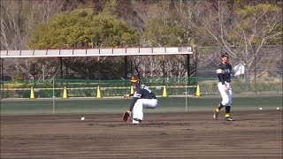 ホークス育成＝伊藤大将・勝連大稀・仲田慶介選手の特守、本多雄一コーチが檄を飛ばす　～福岡ソフトバンクホークス春季キャンプ2023 in 宮崎～