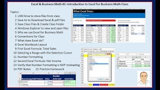 Excel \u0026 Business Math 01: Introduction to Excel. Why We Use Excel for Math. First Formula.