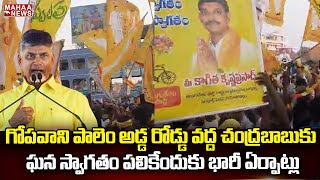 గోపవాని పాలెం అడ్డ రోడ్డు వద్ద చంద్రబాబుకు ఘన స్వాగతం పలికేందుకు భారీ ఏర్పాట్లు | Mahaa News