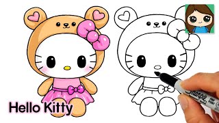 How to Draw Hello Kitty 🧸Teddy Bear Onesie