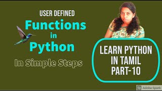 User Defined function in Python | Function Prototypes | Python in Tamil Part-10
