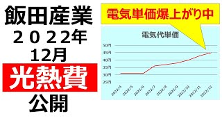 【飯田産業】2022年12月光熱費・電気代公開