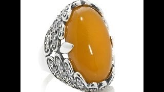 Jade of Yesteryear Yellow Jade and CZ Ring