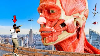 Giant Titans Attacked AND Destroys LOS SANTOS In GTA 5 - Titans VS Franklin