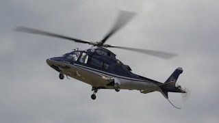 AgustaWestland AW-109E Power Elite arrival at Farnborough Airshow 2014 G-WOFM