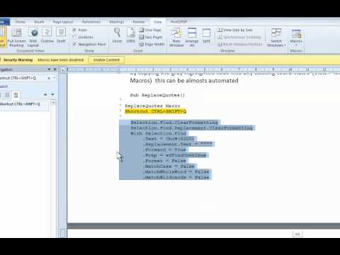 How to Replace MS Word Smart Quotes With Straight Quotes with a MS Word Macro How to Replace MS Word Smart Quotes With Straight Quotes with a MS Word Macro
