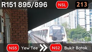 (41st NSL Debut) [SMRT Trains] - ALS R151 Set 895/896 Joyride from Yew Tee to Bukit Batok Station