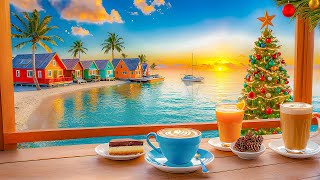 4K Tropical Bossa Nova Jazz Music ~ Cozy Seaside Café Vibes with Calm Waves ~ Perfect for Getaway