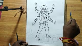 how to draw maa kali easy line drawing,kali thakur drawing,kali maa ki line art fulfiger drawing,