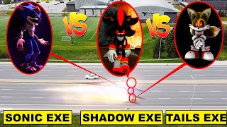 DRONE CATCHES SHADOW.EXE SONIC.EXE AND TAILS.EXE RACING ON THE HIGHWAY! | WHO IS THE FASTEST?!