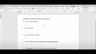 Java - Lesson #4 - CH 2 Practice Quiz