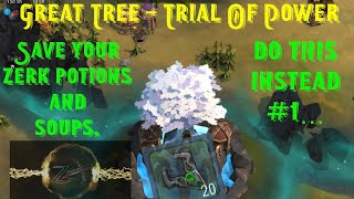 Frostborn Great Tree Trial of Power - SAVE your zerks potions, damage soups and do this instead…..#1