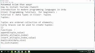 Elixir Programming Tutorials for beginners : tutorial 9 -Tuples in Elixir-