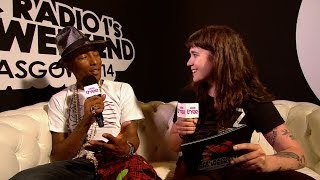 Pharrell chats to Jen Long (Radio 1's Big Weekend 2014)