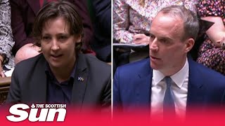 Mhairi Black takes aim at Dominic Raab asking when sacked how much will he charge for his services