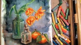 LIVE:  Tulips & Oranges in Pastel Painting Class